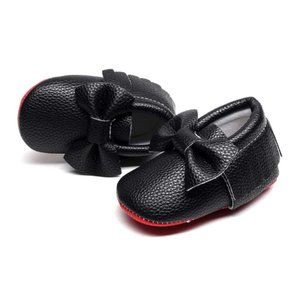 New Bebila Double Bow Fringe Baby (0-3) Moccasins